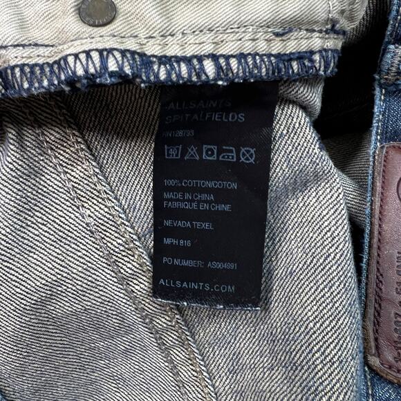 AllSaints Nevada Texel Straight Leg Denim Jeans Button Fly FLAW Mens 36x31 - Picture 11 of 11